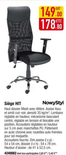 Plein ciel HIT Siège offre