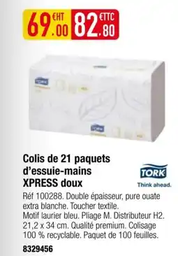 Plein ciel TORK Colis de 21 paquets d'essuie-mains offre