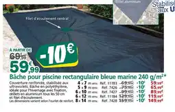 Provence Outillage Bâche pour piscine rectangulaire bleue marine offre