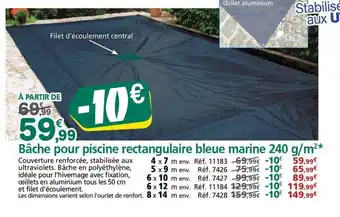 Provence Outillage Bâche pour piscine rectangulaire bleue marine offre