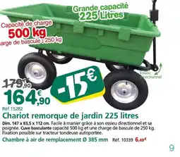 Provence Outillage Chariot remorque de jardin 225 litres offre