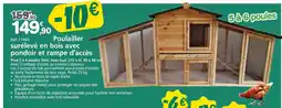 Provence Outillage Poulailler surélevé en bois avec pondoir et rampe d'accès offre