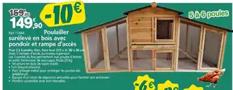Provence Outillage Poulailler surélevé en bois avec pondoir et rampe d'accès offre