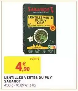 Intermarché LENTILLES VERTES DU PUY SABAROT offre