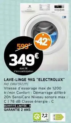 E.Leclerc LAVE-LINGE 9KG “ELECTROLUX” offre