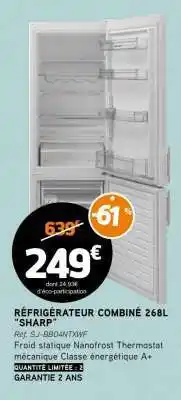 E.Leclerc RÉFRIGÉRATEUR COMBINÉ 268L “SHARP” offre