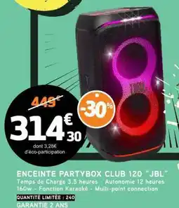 E.Leclerc ENCEINTE PARTYBOX CLUB 120 JBL offre