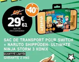 E.Leclerc SAC DE TRANSPORT POUR SWITCH + NARUTO SHIPPUDEN: ULTIMATE NINJA STORM 3 KONIX offre