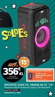 E.Leclerc ENCEINTE SANS FIL XBOOM WL7S “LG” offre