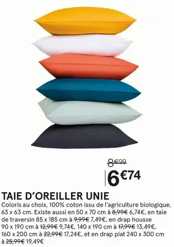 Taie d’oreiller unie