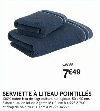 Monoprix serviette à liteau pointillés
