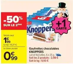 Carrefour Drive Knoppers - gaufrettes chocolatées offre