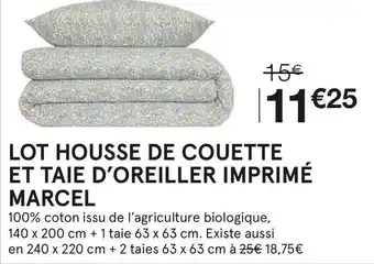 Monoprix lot housse de couette et taie dâoreiller imprimĂ© marcel