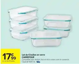 Carrefour Drive Carrefour - lot de 6 boîtes en verre offre