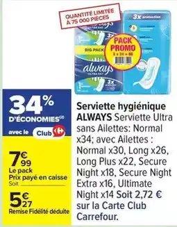 Carrefour Promo - serviette hygiénique offre