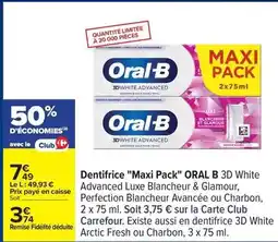 Carrefour Oral-b - dentifrice maxi pack 3d white offre