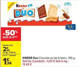 Carrefour Ferrero rocher - kinder duo chocolat au lait & blanc offre