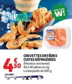 Auchan Supermarché Crevettes entières cuites réfrigérées offre
