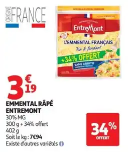 Auchan Supermarché Emmental râpé entremont offre