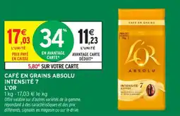 Intermarché Contact Café en grains absolu intensité 7 l'or offre