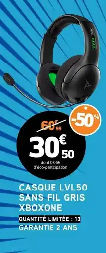 E.Leclerc CASQUE LVL50 SANS FIL GRIS XBOXONE offre