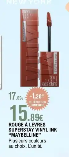E.Leclerc MAYBELLINE Rouge à lèvres superstay vinyl ink offre