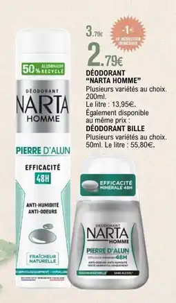 E.Leclerc NARTA HOMME Déodorant offre