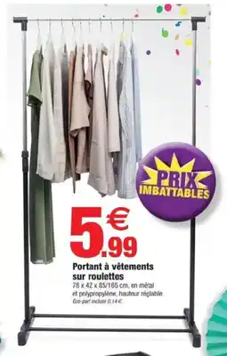 Bazarland Portant à vêtements sur roulettes offre