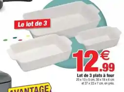 Bazarland Lot de 3 plats à four offre