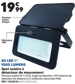 Shopix 40 led et 1000 lumens spot solaire à detecteur de mouvement offre