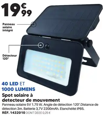 Shopix 40 led et 1000 lumens spot solaire à detecteur de mouvement offre