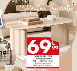 La Foir'Fouille Table basse effet travertin anaya offre
