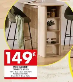 La Foir'Fouille Table bar effet travertin anaya offre