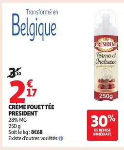 Auchan PRESIDENT Crème fouettée offre