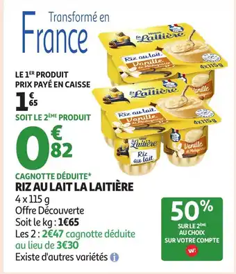 Auchan LA LAITIÈRE Riz au lait offre