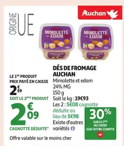 Auchan AUCHAN Dés de fromage offre