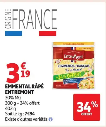 Auchan ENTREMONT Emmental râpé offre
