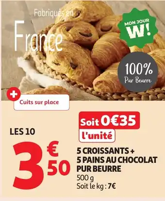 Auchan 5 croissants + 5 pains au chocolat pur beurre offre