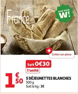 Auchan 5 déjeunettes blanches offre