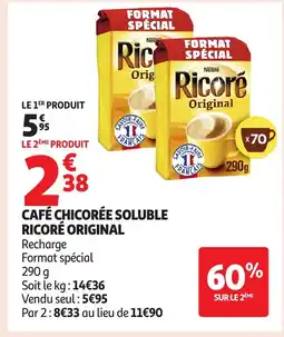 Auchan RICORÉ ORIGINAL Café chicorée soluble offre