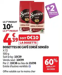 Auchan SENSÉO Dosettes de café corse offre