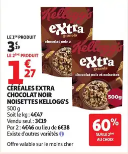 Auchan KELLOGG'S Céréales extra chocolat noir noisettes offre