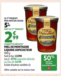 Auchan Miel de montagne liquide l'apiculteur offre
