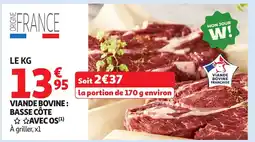 Auchan Viande bovine: basse côte avec os offre