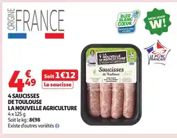 Auchan 4 saucisses de toulouse la marque des agriculteurs offre