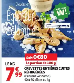 Auchan Crevettes entières cuites réfrigérées offre