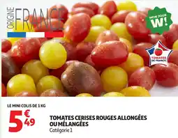 Auchan Tomates cerises rouges allongées ou mélangées offre