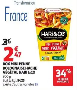 Auchan HARI &CO Box mini penne bolognaise haché végétal offre