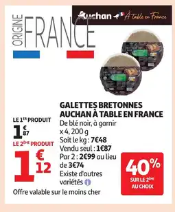 Auchan Galettes bretonnes auchan à table en france offre