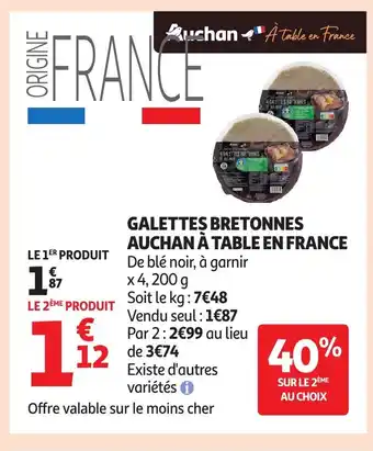 Auchan Galettes bretonnes auchan à table en france offre